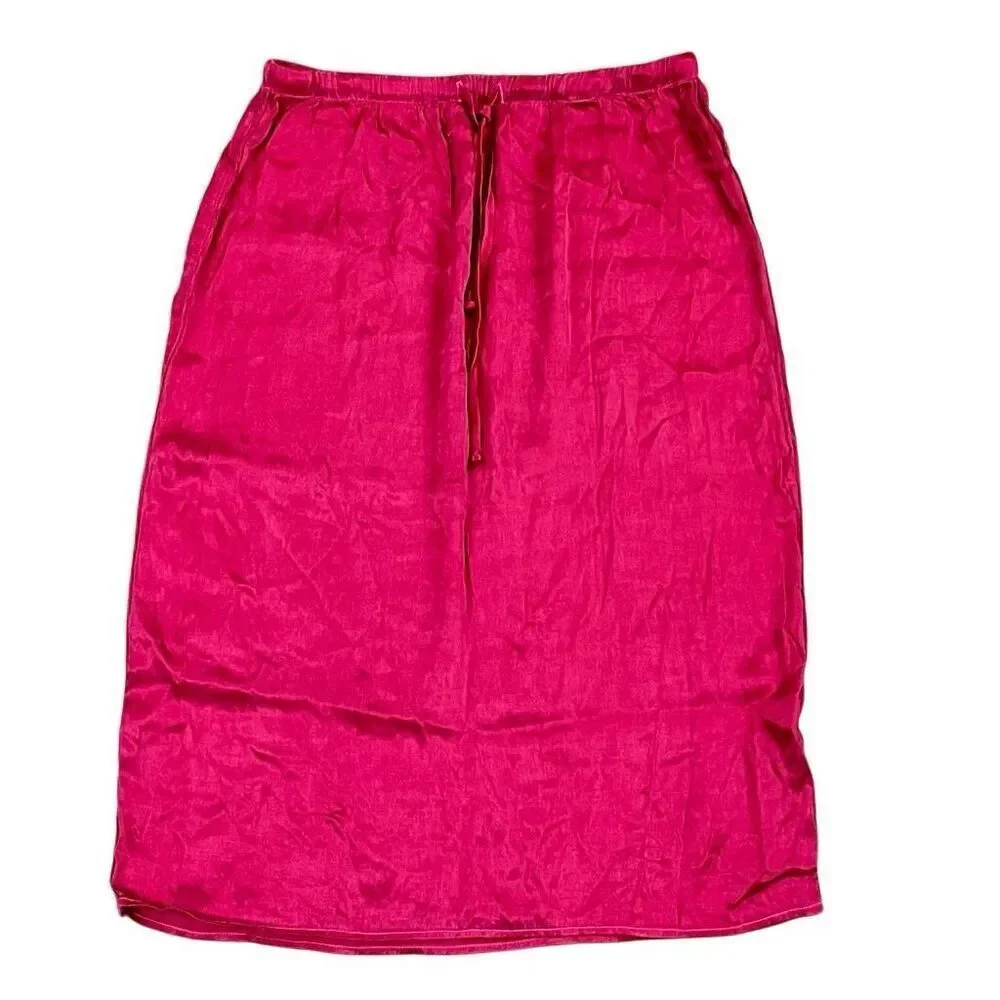 Cloth & Stone Fuchsia Pull-on Drawstring Midi Skirt Medium